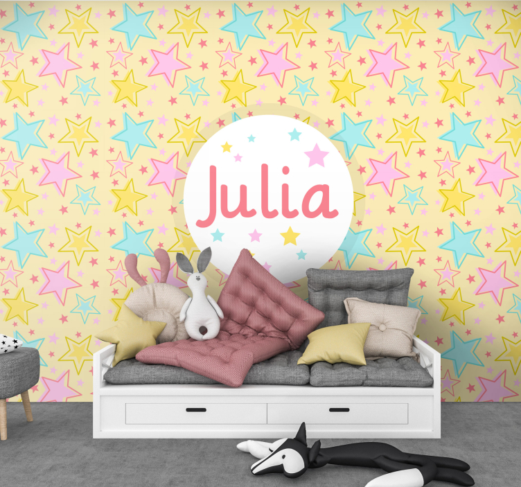 어린이 침실 벽 벽화 개인화된 별 디자인 - TenStickers