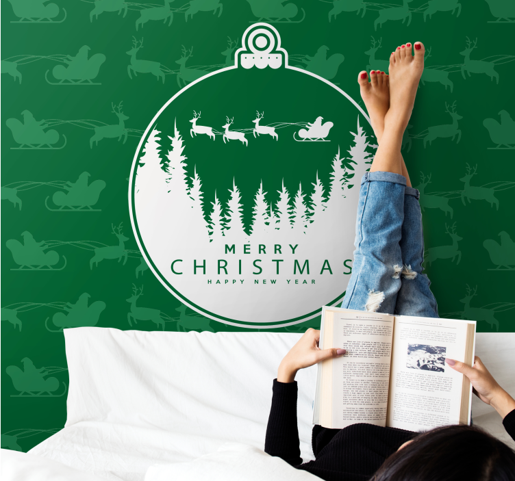 크리스마스 벽화 즐거운 겨울 풍경 - TenStickers