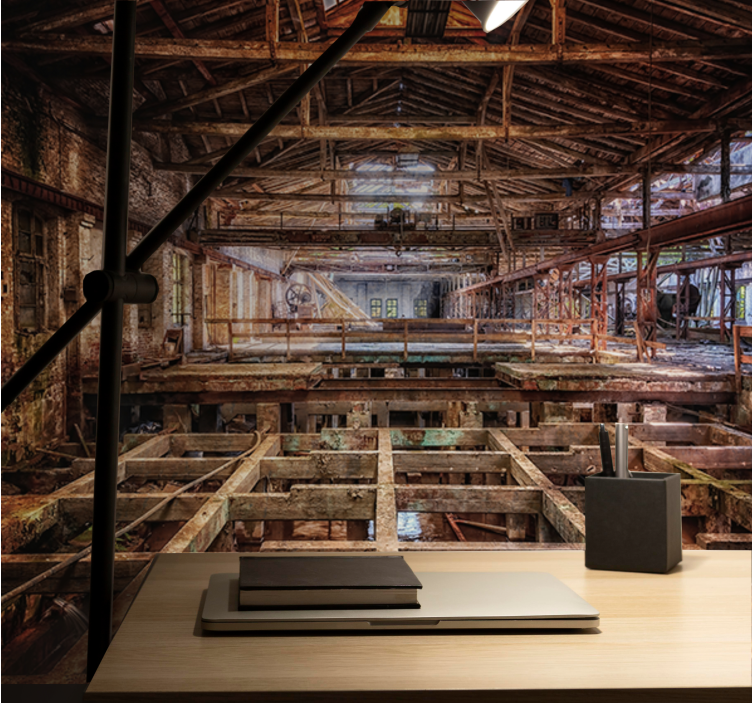 도시와 국가 벽 벽화 버려진 산업 공간 - TenStickers