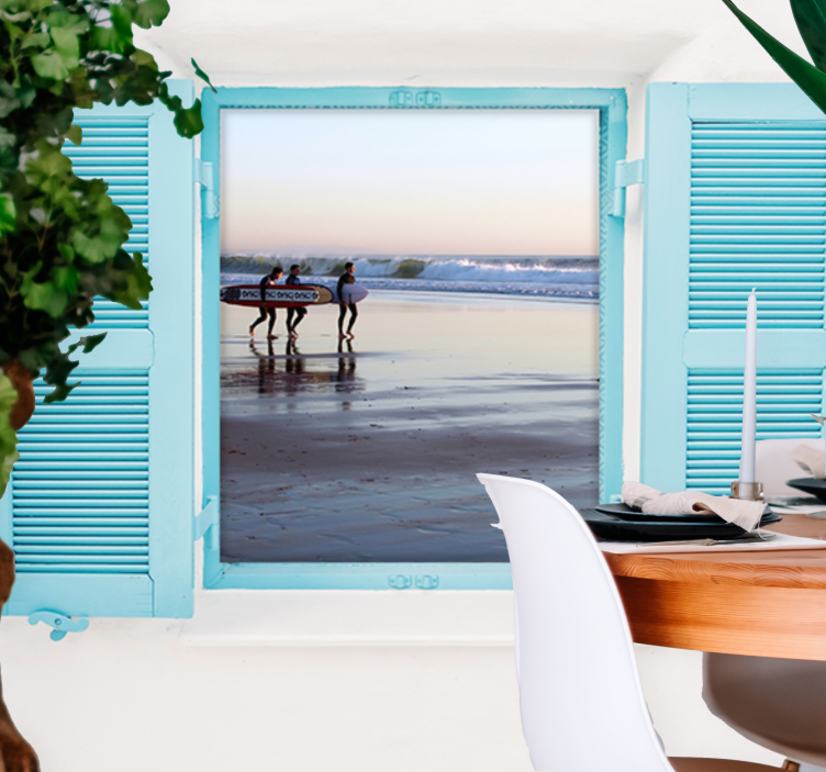 도시와 국가 벽 벽화 해변 서핑 장면 - TenStickers