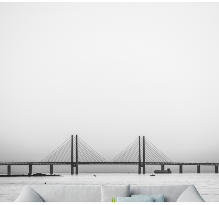 도시와 국가 벽 벽화 물 위의 다리 - TenStickers