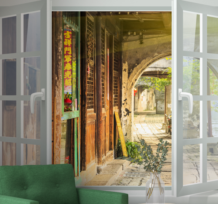 도시와 국가 벽 벽화 매력적인 골목 풍경 - TenStickers