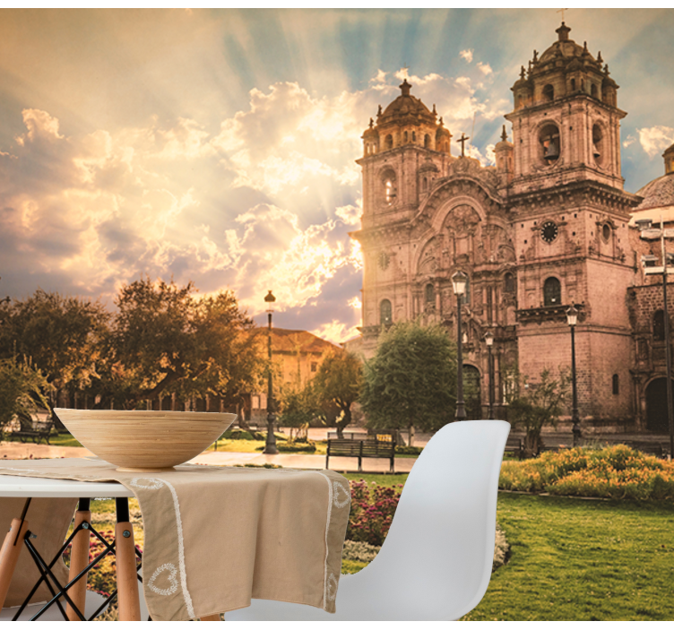 도시와 국가 벽 벽화 쿠스코 대성당 석양 - TenStickers