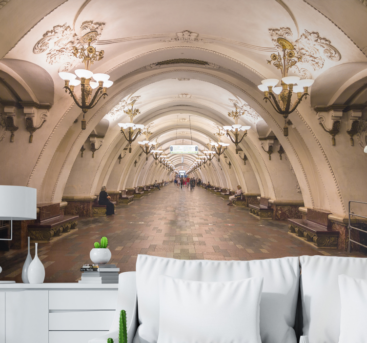 도시와 국가 벽 벽화 웅장한 지하 통로 - TenStickers