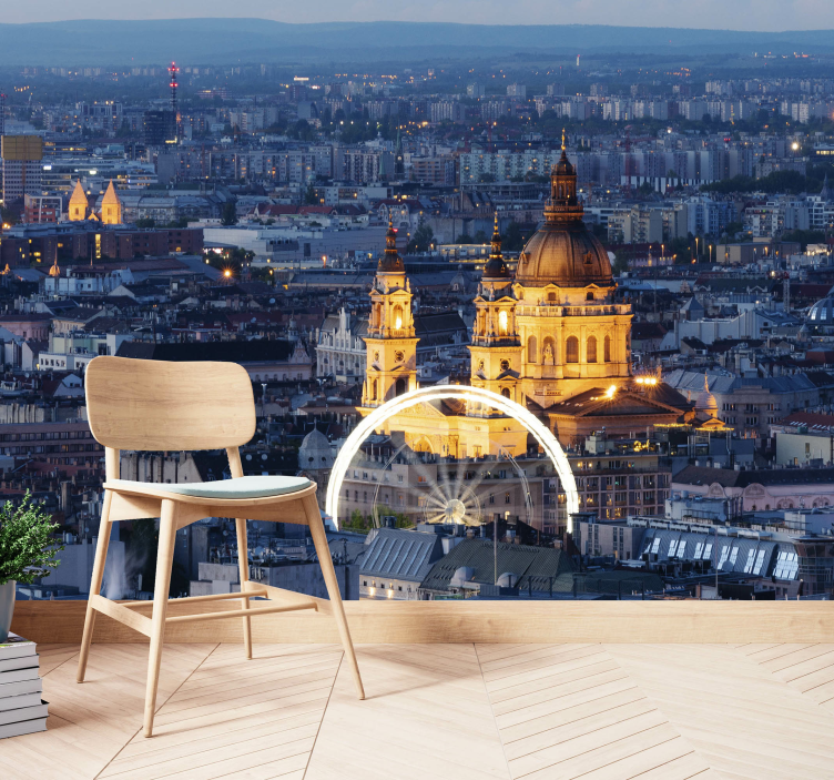 도시와 국가 벽 벽화 역사적인 부다페스트 야경 - TenStickers