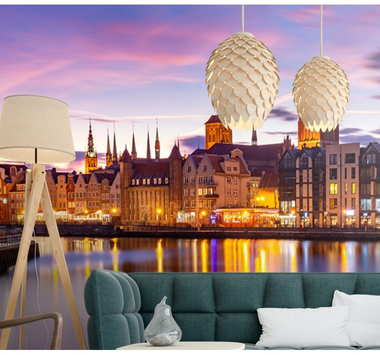 도시와 국가 벽 벽화 역사적인 강변 건축물 - TenStickers