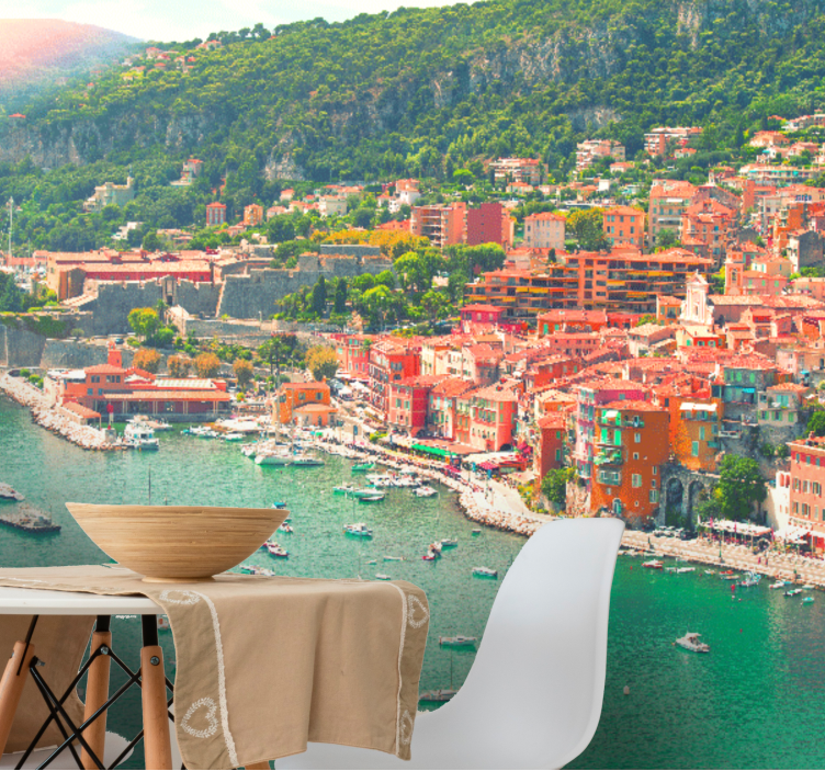 도시와 국가 벽 벽화 해변 마을 풍경 - TenStickers