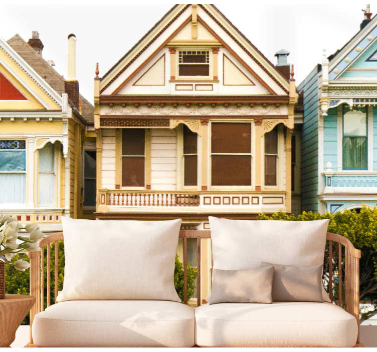 도시와 국가 벽 벽화 빅토리아 시대 주택 외관 - TenStickers