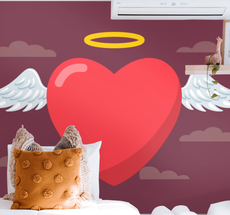 다채로운 천사 심장 도시 예술 벽 벽화 - TenStickers