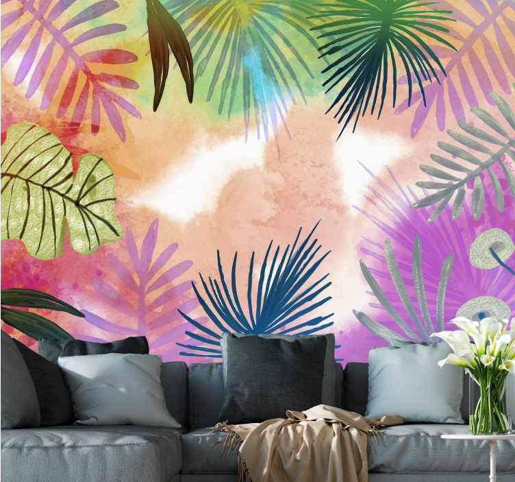 다채로운 열대 잎 자연 벽 벽화 - TenStickers