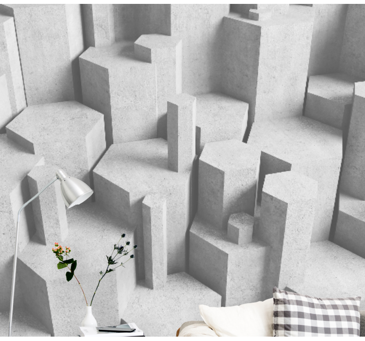 콘크리트 기하학적 형태의 돌담 벽화 - TenStickers
