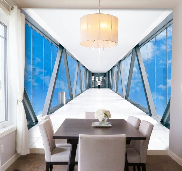 하늘 3d 벽 벽화 복도 - TenStickers