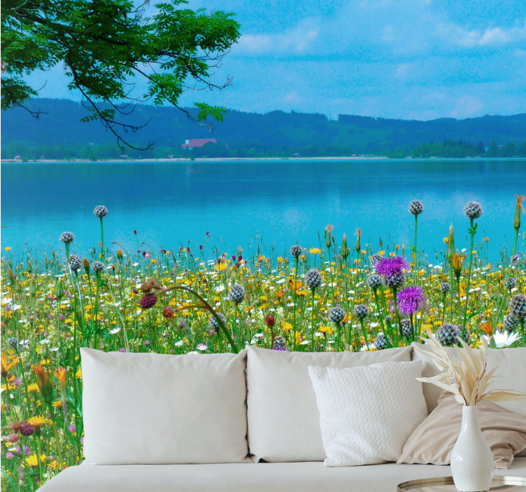 "코티지 코어" 봄 호수 자연 벽화 - TenStickers