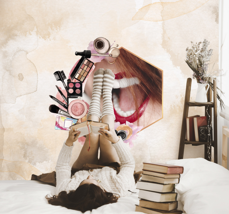 사진 벽 벽화와 창의적인 메이크업 도구 - TenStickers