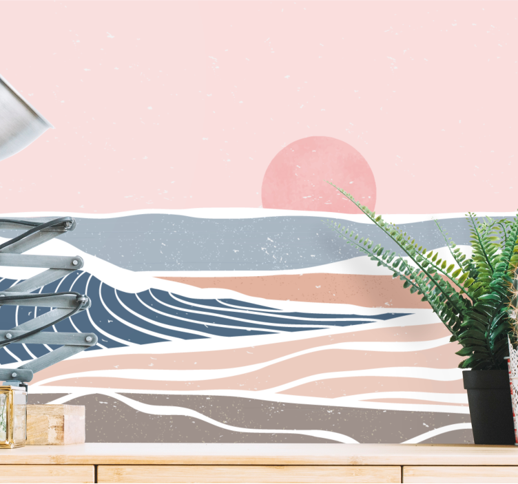 곡선 다채로운 추상적인 디자인 벽 벽화 - TenStickers