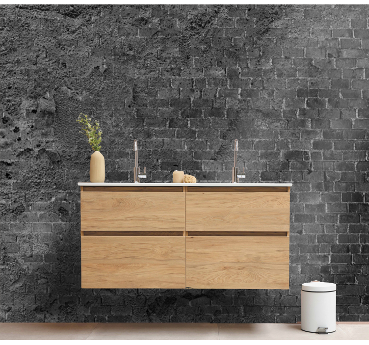 어두운 손상된 벽돌 벽 벽돌 벽 벽화 - TenStickers