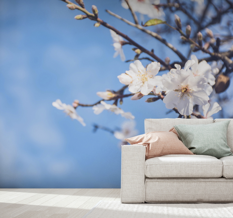 꽃 벽 벽화 꽃이 만개한 가지 - TenStickers