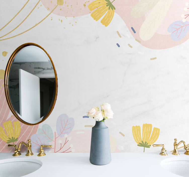 꽃 벽 벽화 - 꽃무늬 포인트 장식 - TenStickers