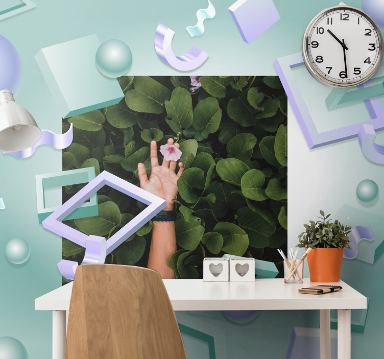 꽃 벽 벽화 꽃을 든 손 - TenStickers