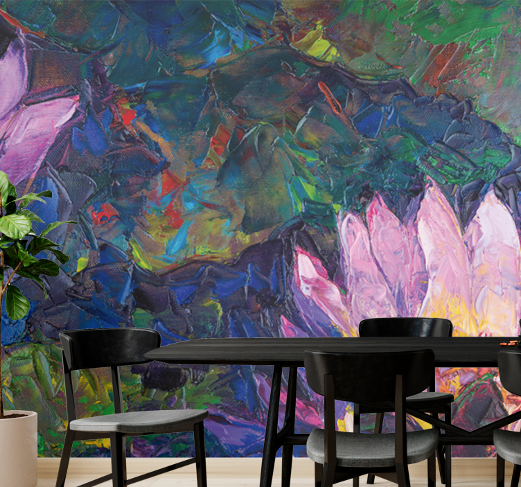 꽃 벽 벽화 연꽃 추상화 - TenStickers