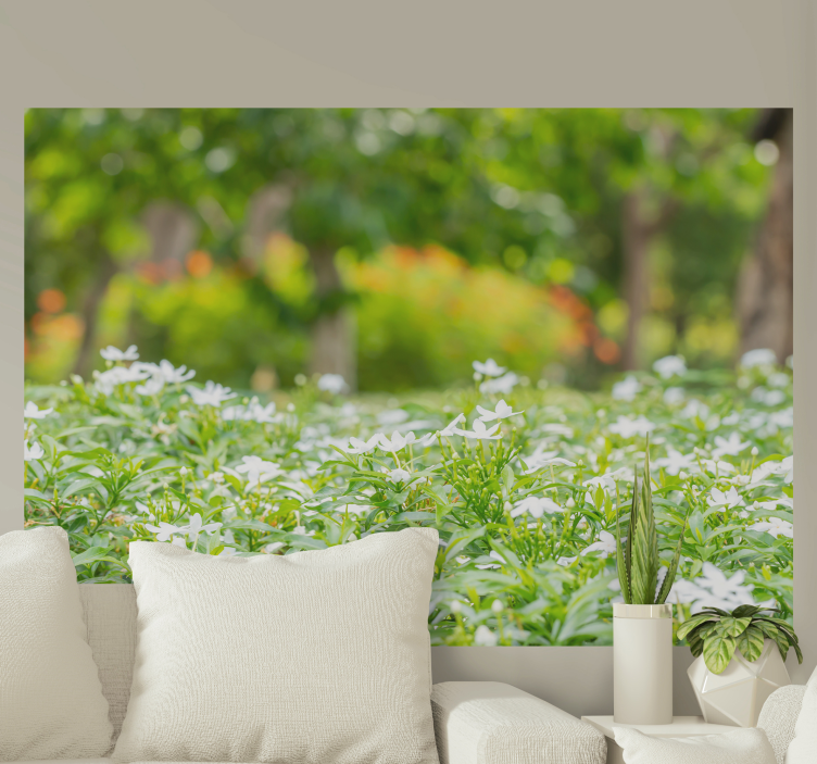 꽃 벽 벽화 풍성한 흰 꽃 - TenStickers