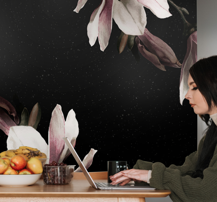 꽃 벽 벽화 목련 꽃 패턴 - TenStickers