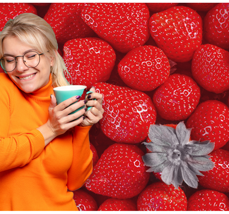 꽃 벽 벽화 딸기와 꽃 - TenStickers