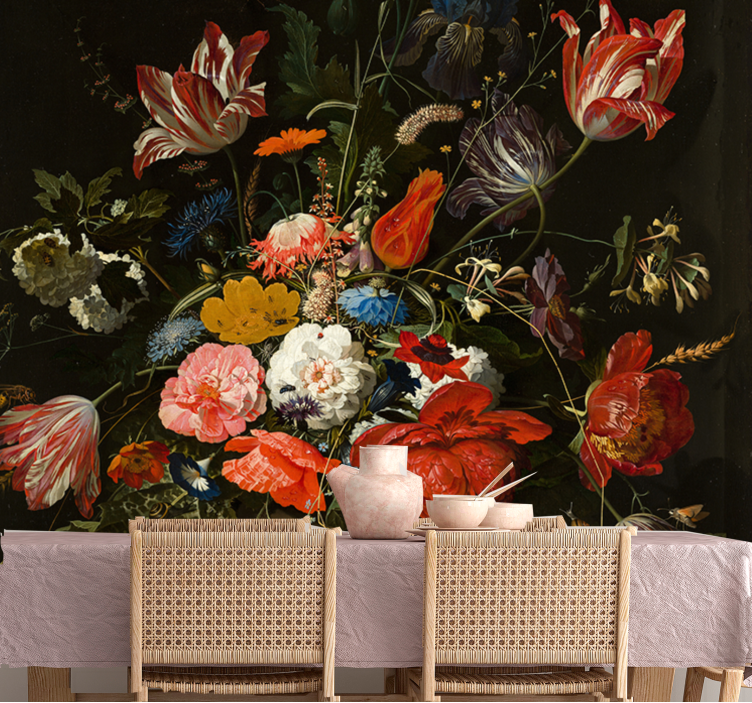 꽃 벽 벽화 화려한 꽃다발 - TenStickers