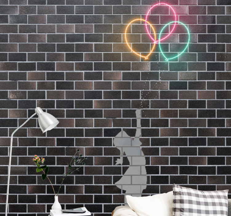 Murales de arte urbano 소녀가 풍선을 잡으려는 모습 - TenStickers