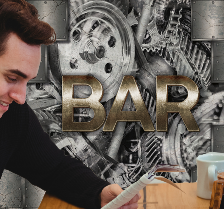 Murales de arte urbano 산업 기어 레터링 - TenStickers