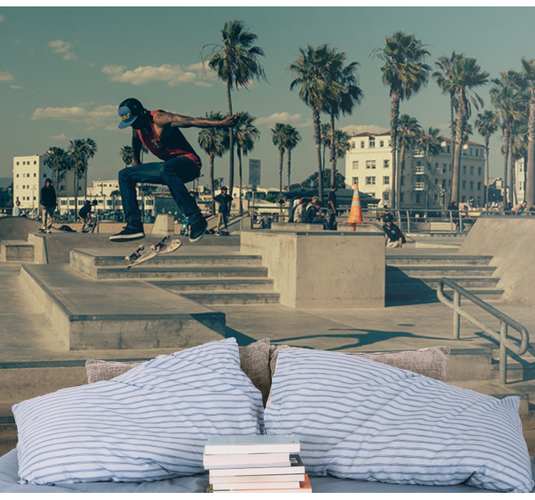 Murales de arte urbano 스케이트보드 선수의 역동적인 모습 - TenStickers