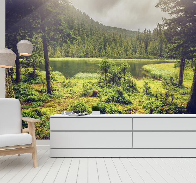 녹색 나무 숲 벽 벽화 - TenStickers