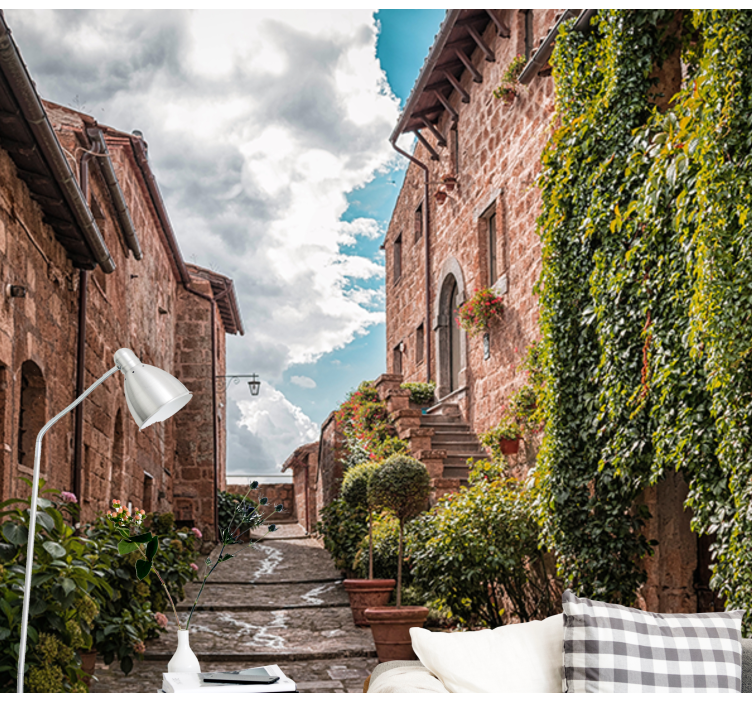 담쟁이로 덮인 집 거실 벽 벽화 - TenStickers