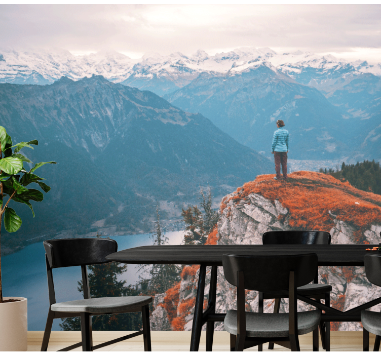 풍경 벽 벽화 산의 평화로운 전망 - TenStickers