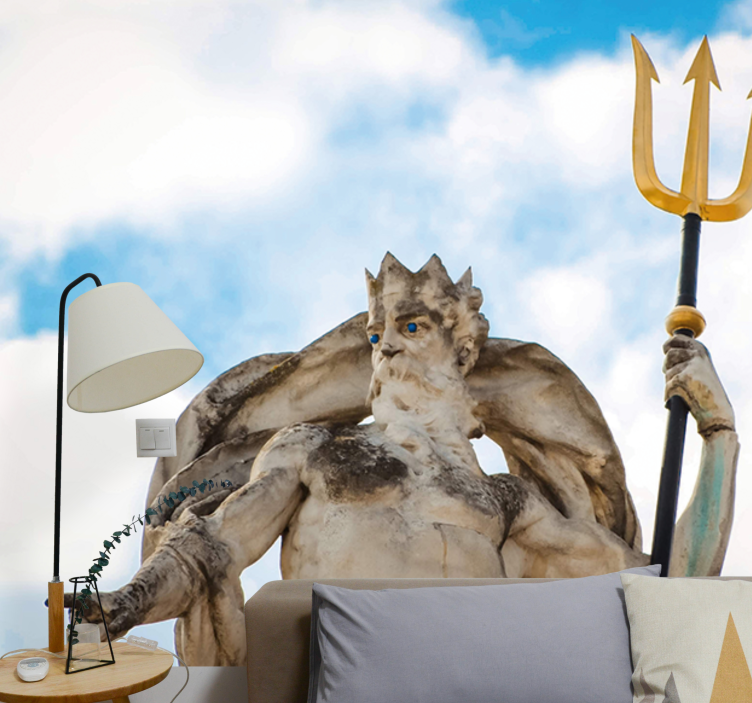 삼지창 동상 예술 벽 벽화를 들고 남자 - TenStickers