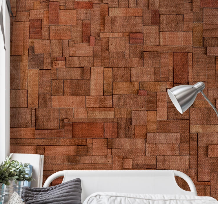 돌담 벽화 질감 있는 나무 판재 - TenStickers