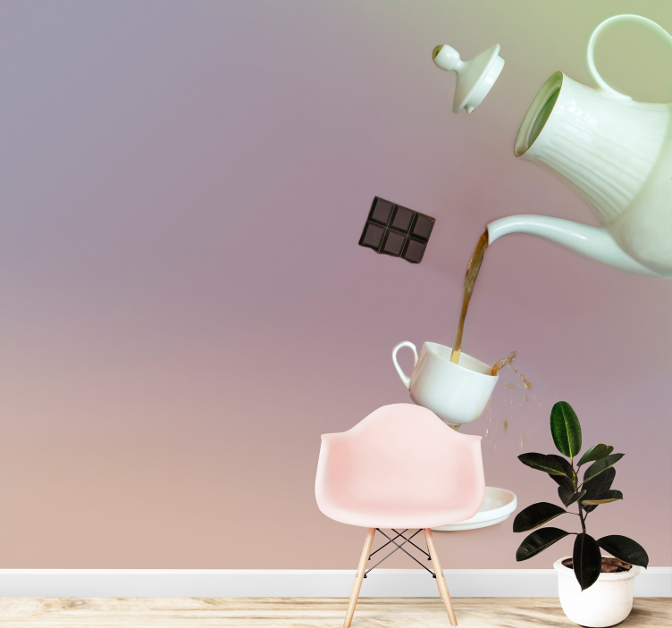 음악 테마 벽 벽화 떠다니는 차 한 잔의 순간 - TenStickers