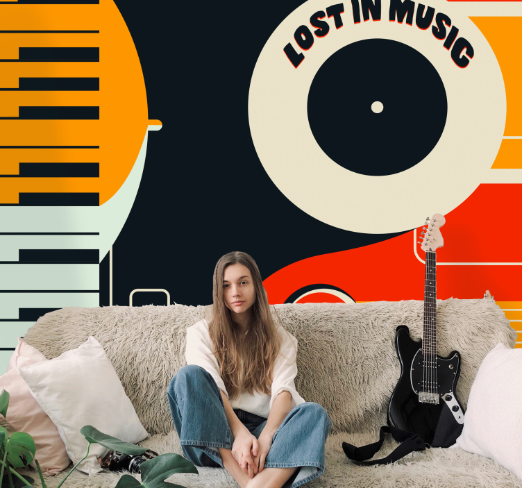 음악 테마 벽 벽화 피아노 레트로 디자인 - TenStickers