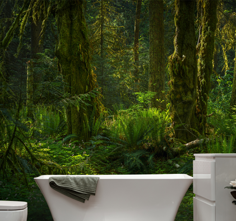 신비로운 녹색 숲 나무 벽화 - TenStickers