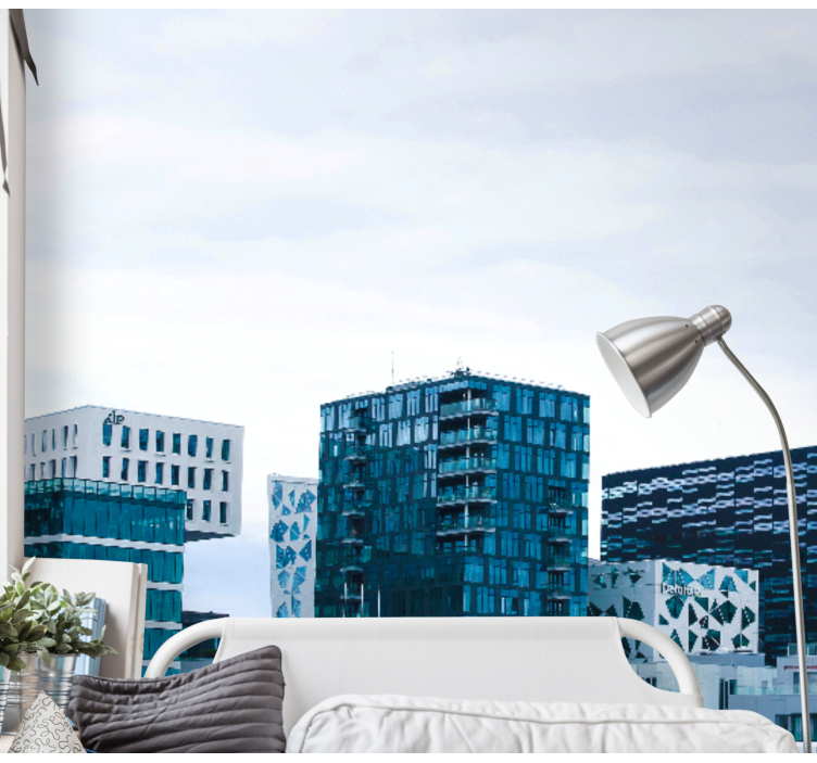 오슬로 현대 건물 벽화 - TenStickers