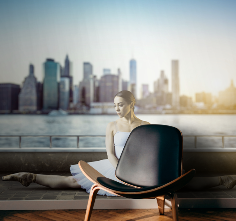 Murales para personas 발레 무용수 도시 풍경 - TenStickers