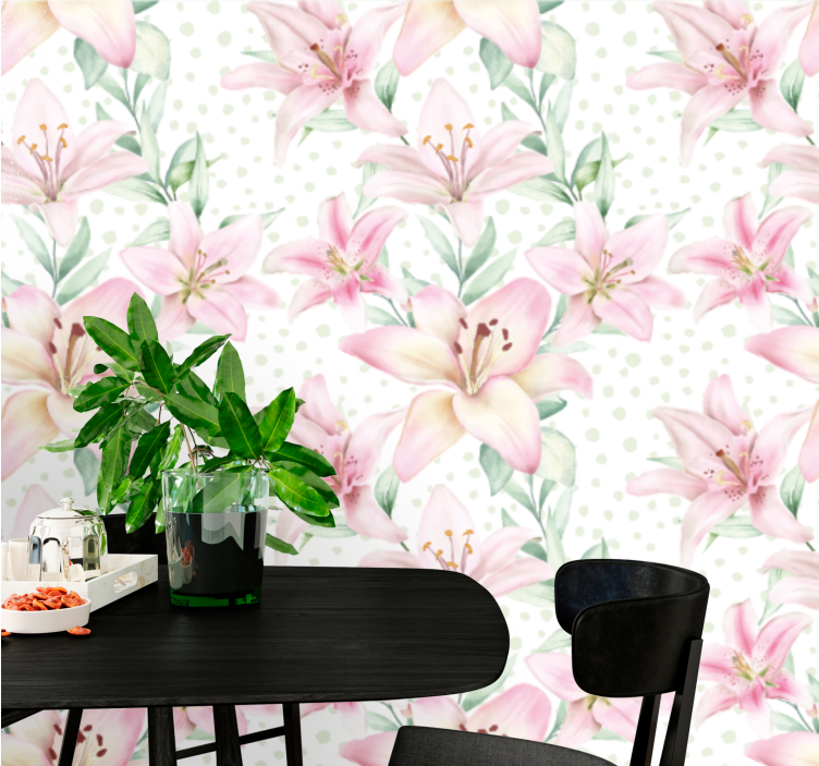 양귀비 벽 벽화 섬세한 백합 꽃 디자인 - TenStickers