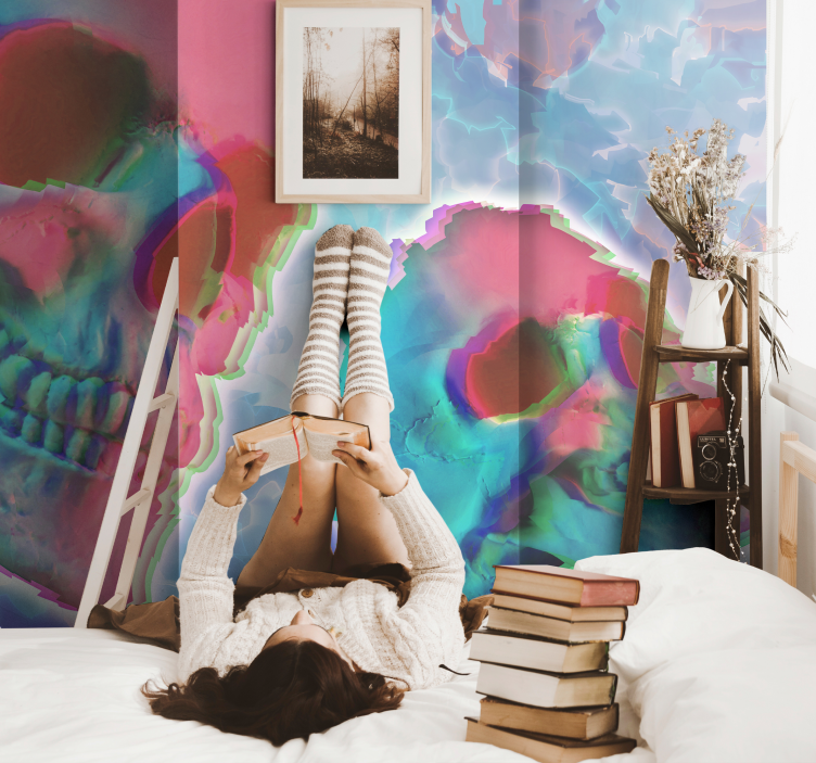 환각적인 죽음의 머리 벽 벽화 - TenStickers