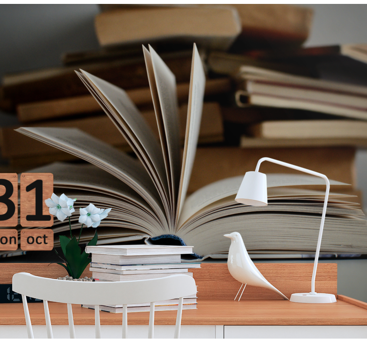 문구 벽 벽화 열린 책 장면 - TenStickers