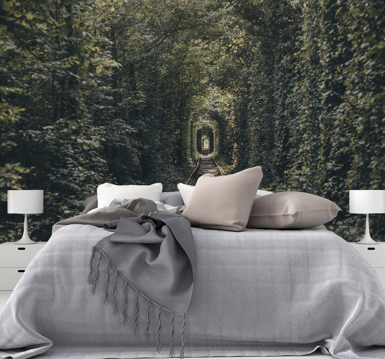 나무 자연 벽 벽화의 철도 터널 - TenStickers