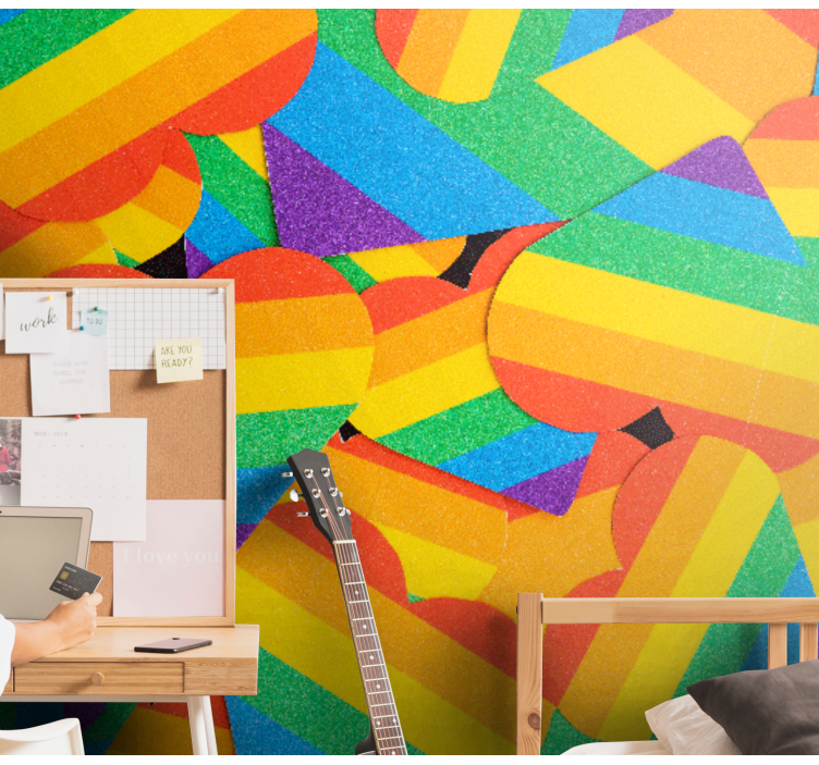 사랑 벽 벽화 다채로운 하트 패턴 - TenStickers