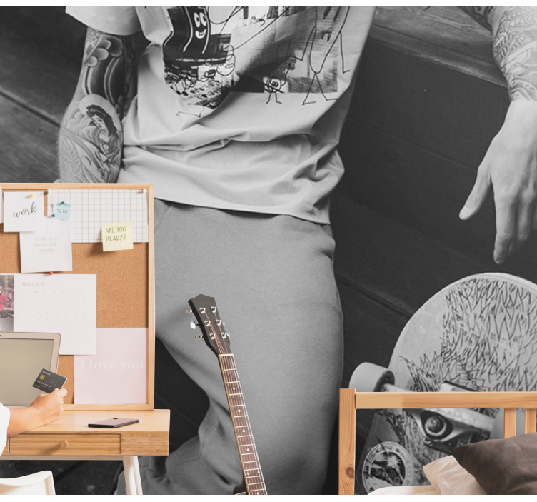 스케이트 흑백 벽화 - TenStickers