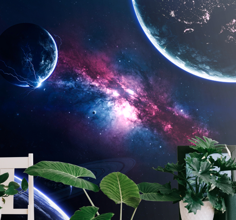 벽화 공간 우주 은하 장면 - TenStickers