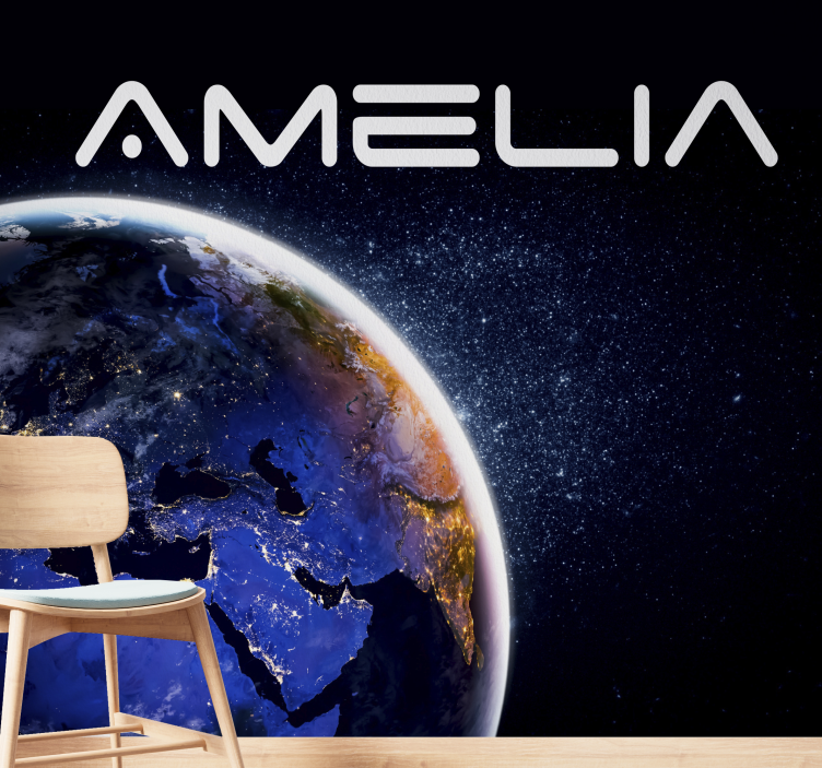 벽화 공간 지구본과 별 - TenStickers