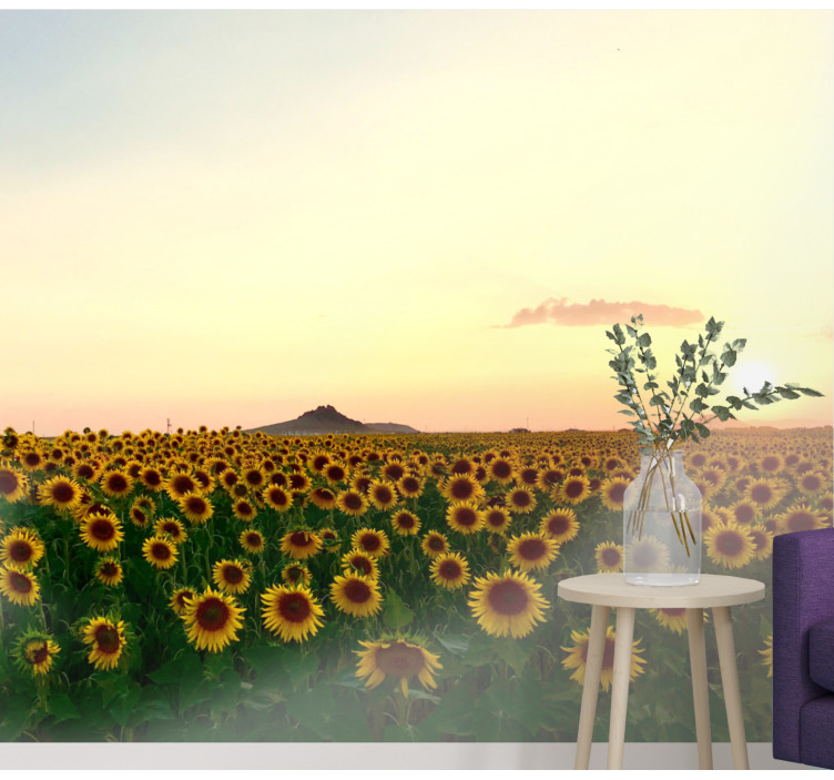 해바라기 밭 벽화 - TenStickers